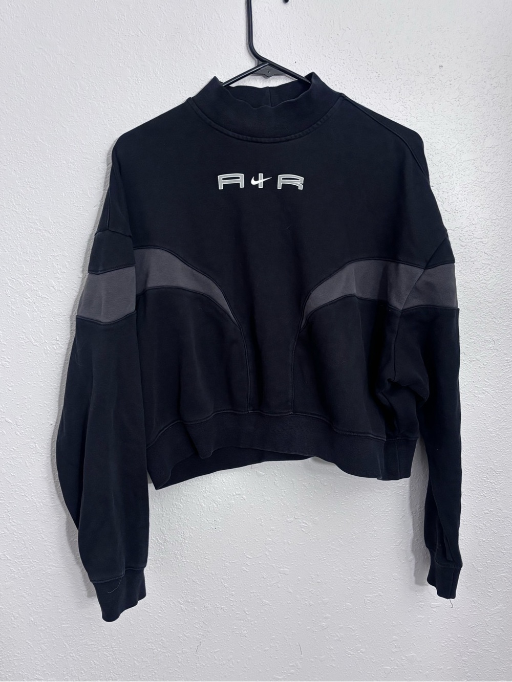 Nike Black & Charcoal AIR Cropped Crewneck Sweater